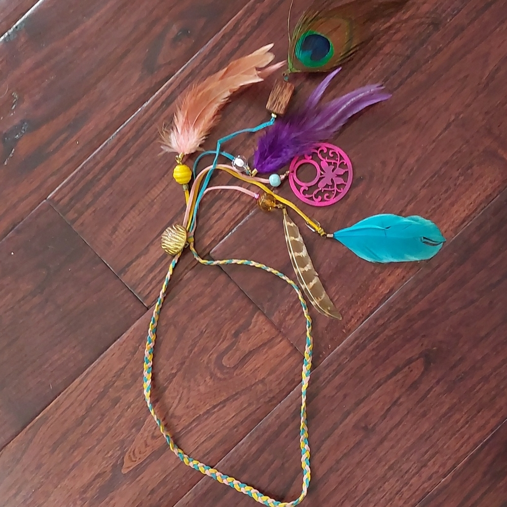 Boho/hippie feathered hair band